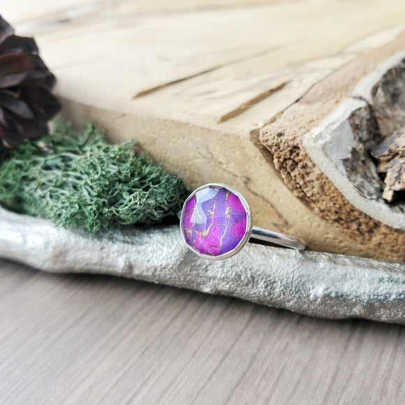 Purple Turquoise Ring, Faceted, Large