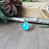 Paraiba Chalcedony Ring, Smooth Oval, 12x10