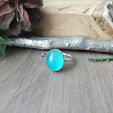 Paraiba Chalcedony Ring, Smooth Oval, 12x10