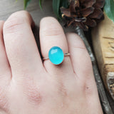 Paraiba Chalcedony Ring, Smooth Oval, 12x10