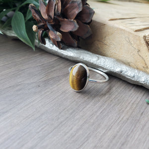 Tigers Eye Ring, Smooth Oval