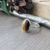 Tigers Eye Ring, Smooth Oval