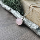 Rose Quartz Necklace, Smooth, Oval