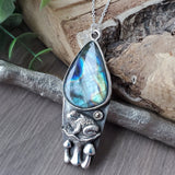 Rainbow Labradorite Necklace, Toad