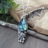 Rainbow Labradorite Necklace, Toad