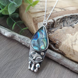 Rainbow Labradorite Necklace, Toad