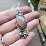 Lattice Sunstone Necklace, Bee