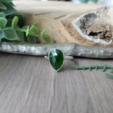 Chrome Diopside Ring, Faceted, Teardrop