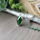 Chrome Diopside Ring, Faceted, Teardrop