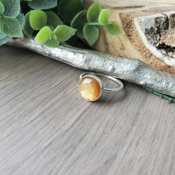 Golden Moonstone Ring, Faceted,