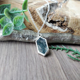 Moss Agate Necklace, Hexagon