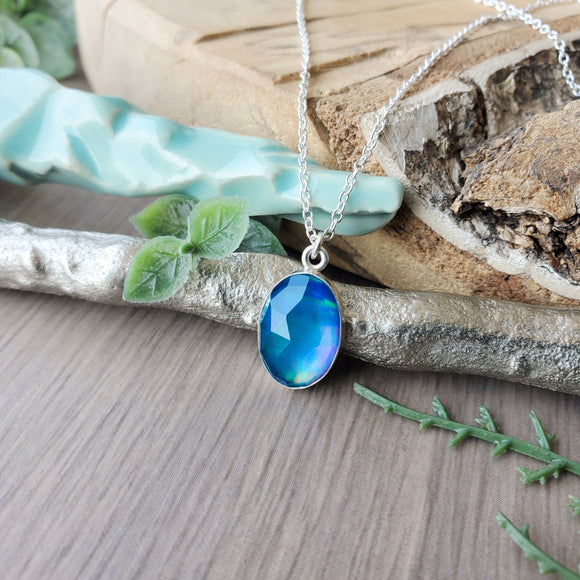 Blue Aura Opal Necklace