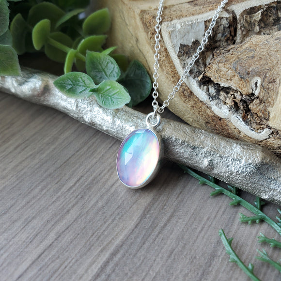 Opal Necklace, Faceted, Oval