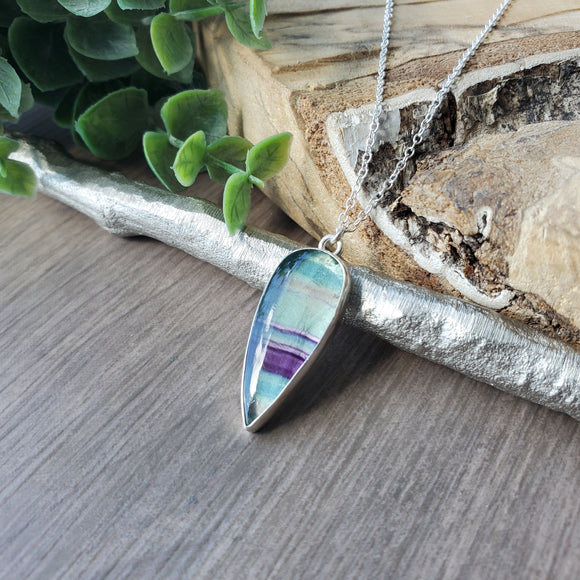 Fluorite Necklace, Free Form, Stripes