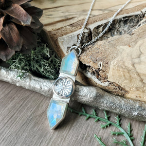 Moonstone Necklace, Hidden Snowflake