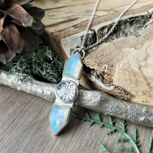 Moonstone Necklace, Hidden Snowflake