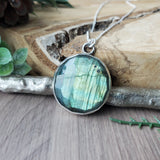 Hedgehog Necklace, Green Labradorite