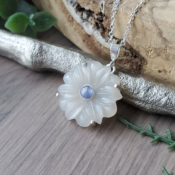 Moonstone Flower Necklace