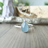 Aquamarine Ring, Tear Drop, Faceted