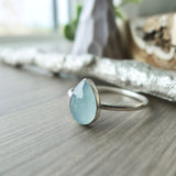 Aquamarine Ring, Tear Drop, Faceted