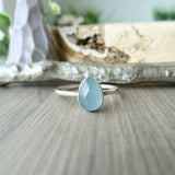 Aquamarine Ring, Tear Drop, Faceted