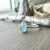 Aquamarine Ring, Tear Drop, Faceted